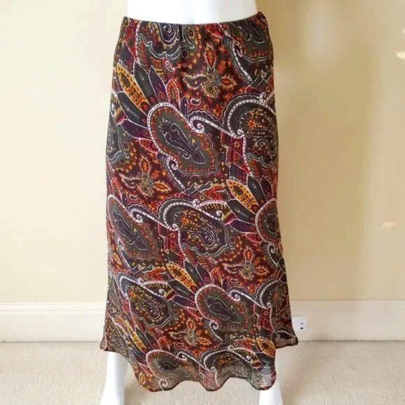 Cato Paisley Print Wavy Hem Maxi Skirt SZ L - Picture 1 of 9